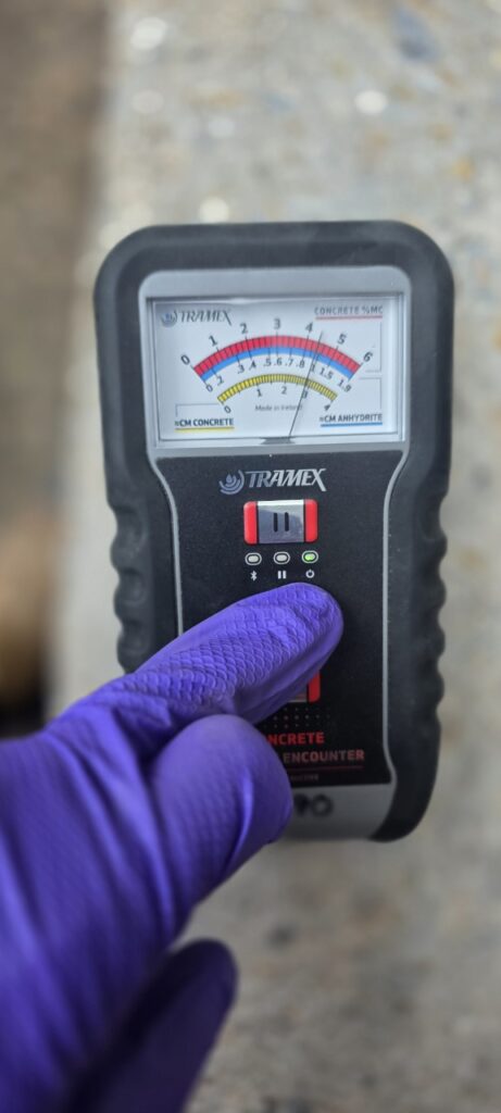 Prior to the application of any industrial waterproofing materials, the climatic conditions and moisture content of the concrete substrate were tested