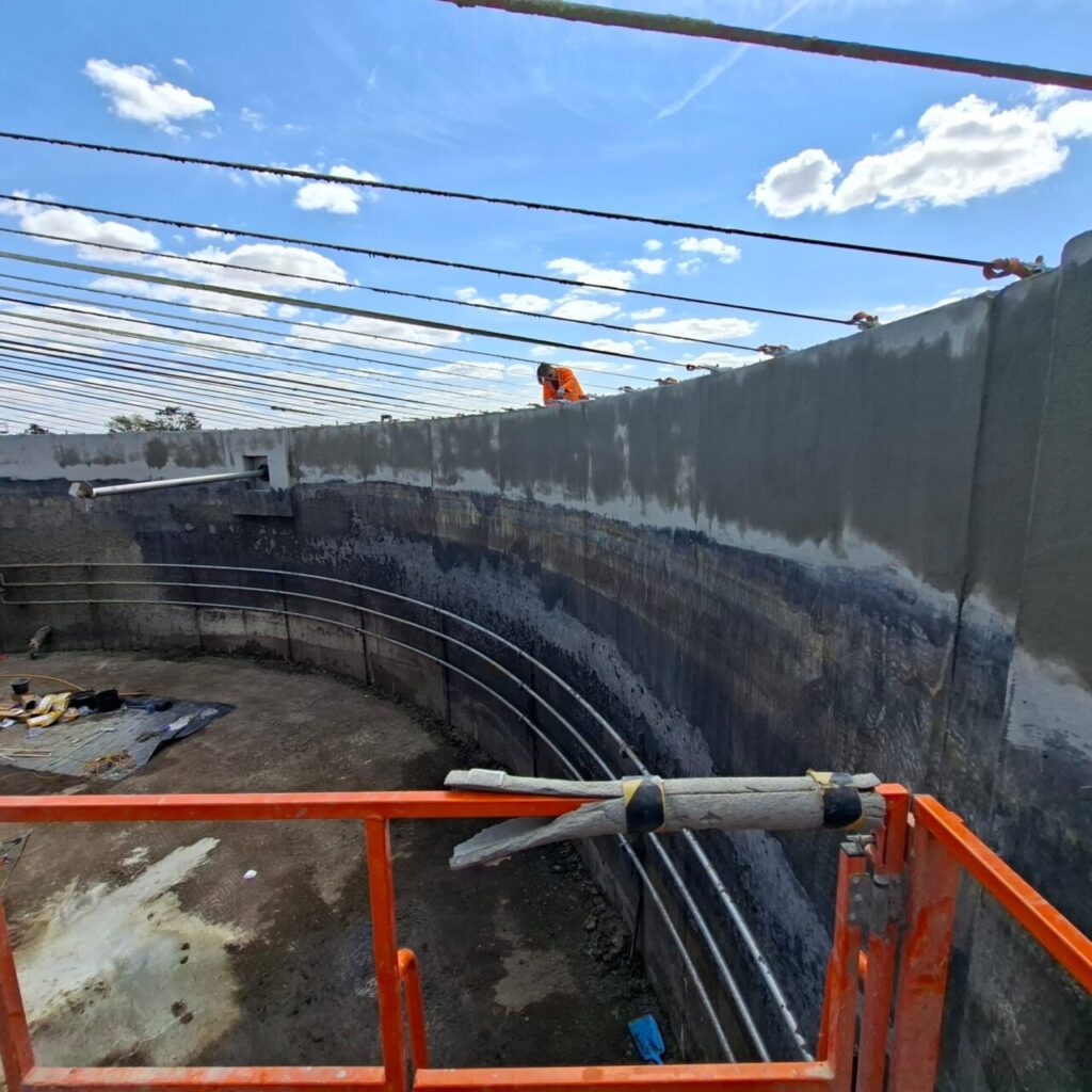 Post Digester Gas Space Lining Lincolnshire 11 - Fairing Coat Application to Digester Wall