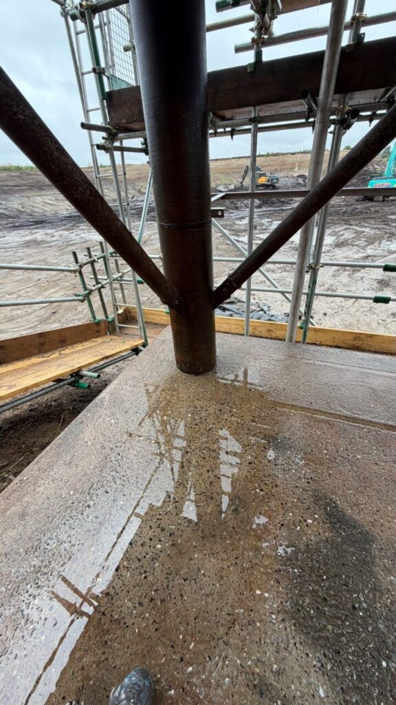 Surge Pond Steelwork Coating Norfolk 06 Water Jetted Concrete Plinth