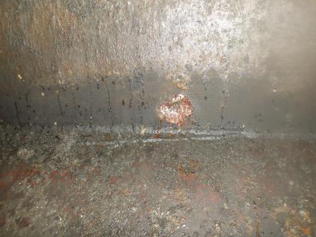 Waste Oil Tank Lining Coventry 02 - Deep Corrosion Pit in Tank Shell