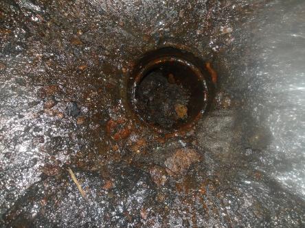 Waste Oil Tank Lining Coventry 04 - Corroded Outlet at Base of Cone
