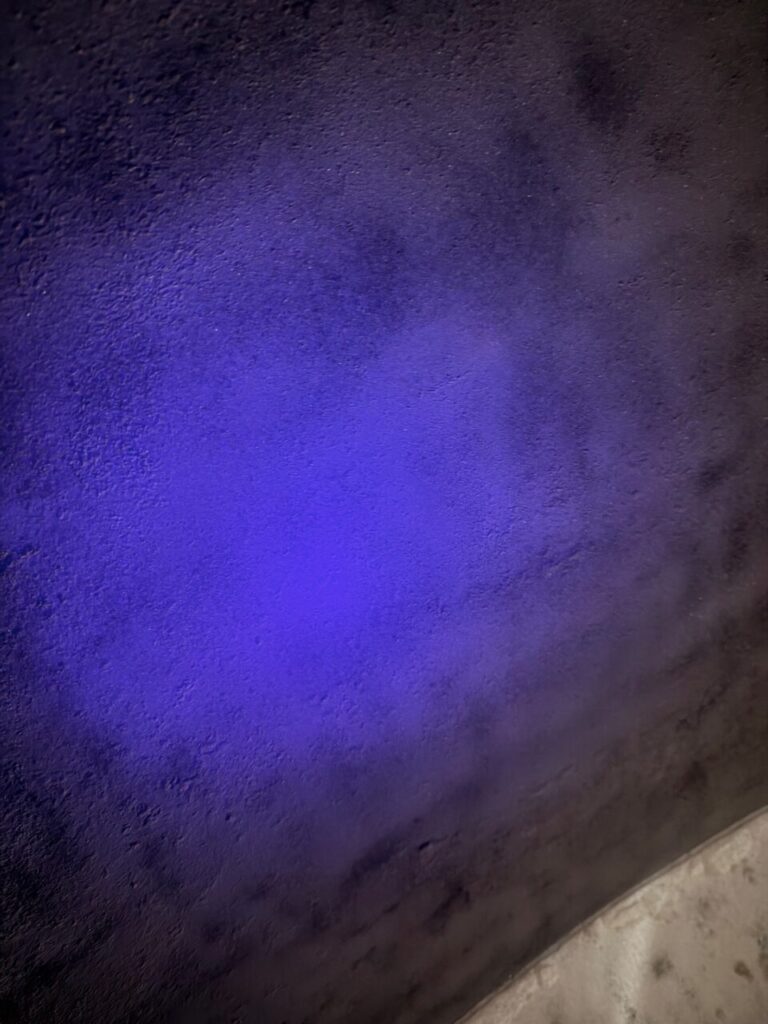 Waste Oil Tank Lining Coventry 11 - UV Blacklight Check of Blasted Steel